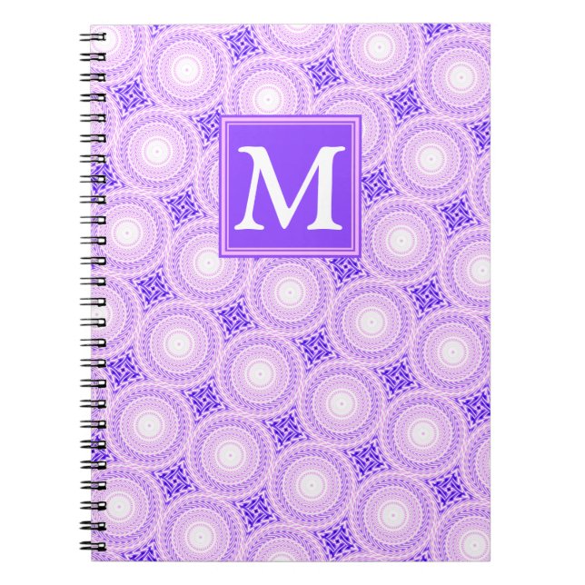 Carnet Monogramme cercles violets motif (Devant)