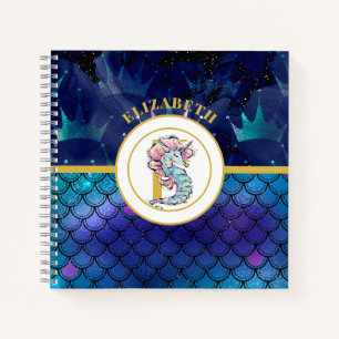 Carnet Monogramme Cheval de mer Unicorne Balances de sirè