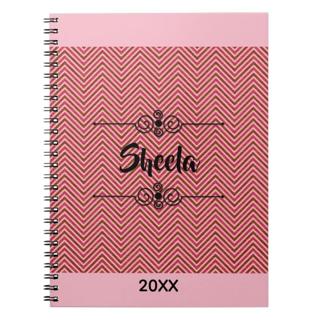 Carnet Monogramme Chevron en pastel chaud (Devant)