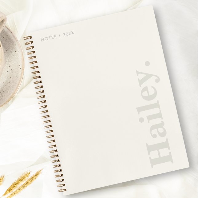 Carnet Monogramme Classic Élégant Minimal Ivory Blanc Nom (Créateur téléchargé)