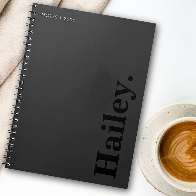 Carnet Monogramme Classic Élégant Minimal Nom noir (Créateur téléchargé)