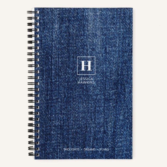 Carnet Monogramme Classique Denim Bleu Foncé Usé (Recto)