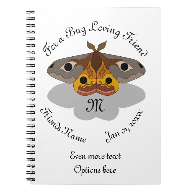 Carnet Monogramme coloré Empereur Moth (Devant)