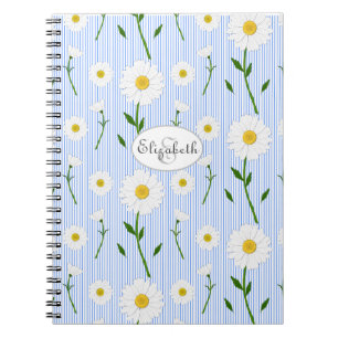 Carnet Monogramme Daisées d'été Motif Bleu clair Bleu ban