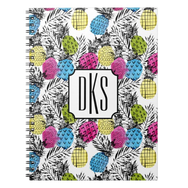 Carnet Monogramme d'ananas et de palmettes | d'art de (Devant)
