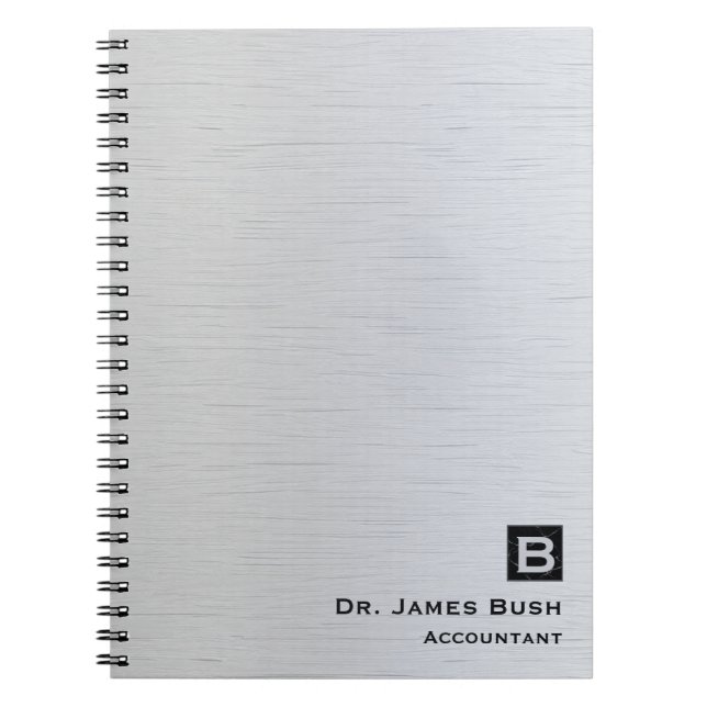 Carnet Monogramme d'ardoise en titane brossé professionne (Devant)