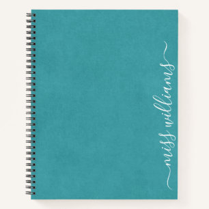 Carnet Monogramme de calligraphie Turquoise chic