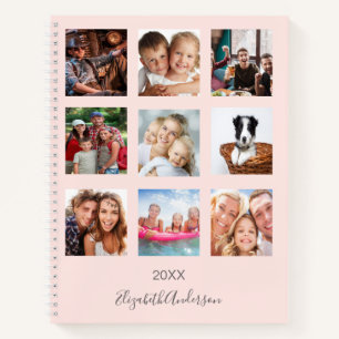 Carnet Monogramme de collage photo en or rose
