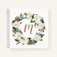 Monogramme de couronne d'aquarelle Magnolia