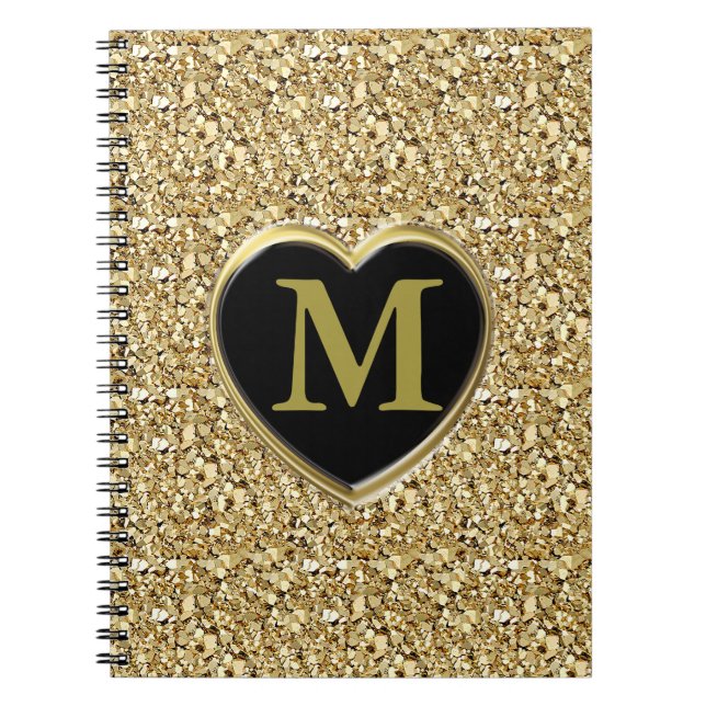 Carnet Monogramme de cristal Druzy - or métallique (Devant)
