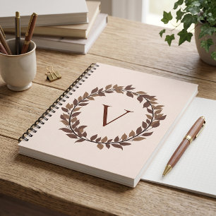 Carnet Monogramme de feuille d'automne Nom initial Design