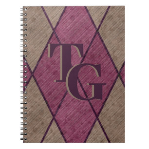 Carnet Monogramme de Jacquard de diamant rouge classique