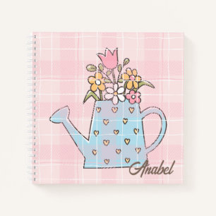 Carnet Monogramme de jolies fleurs botaniques dessinées à