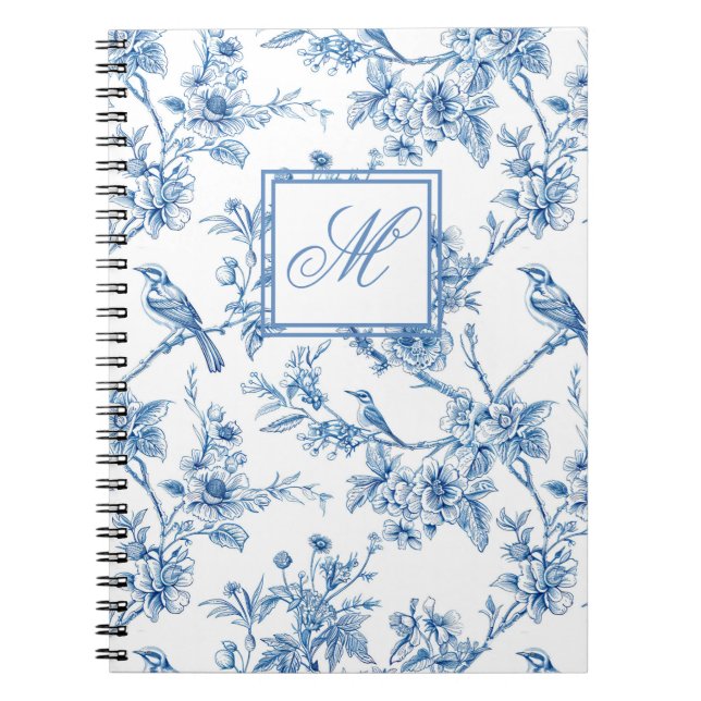 Carnet Monogramme de la Chinoiserie Bleu et Blanc (Devant)