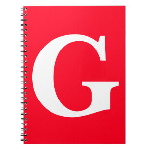 Carnet Monogramme de lettre initiale rouge blanc simple