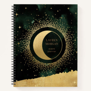 Carnet monogramme de lune d'or croissant