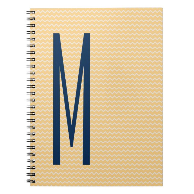 Carnet Monogramme de marine sur Mini Orange Chevron Motif (Devant)