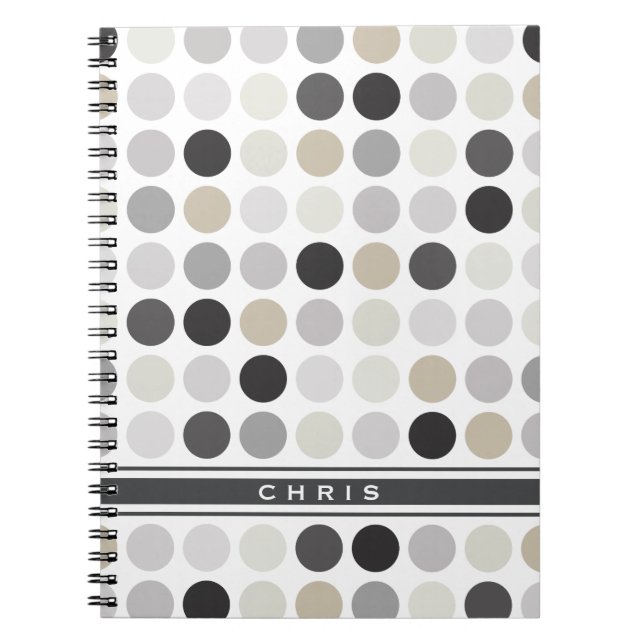 Carnet monogramme de motif noir pois (Devant)