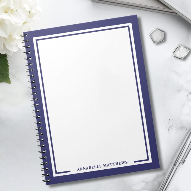 Carnet Monogramme de nom bleu marine (Navy Blue Name Monogram Notebook)