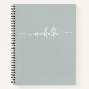 Carnet Monogramme de nom de script vert sauge féminin mod