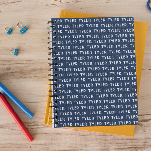 Carnet Monogramme de nom répétitif bleu