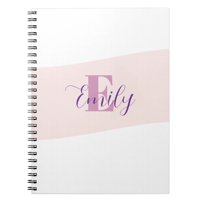 Carnet Monogramme de nom rétro rose violet (Devant)