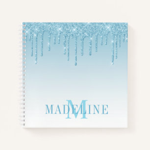 Carnet Monogramme de Parties scintillant bleu clair moder