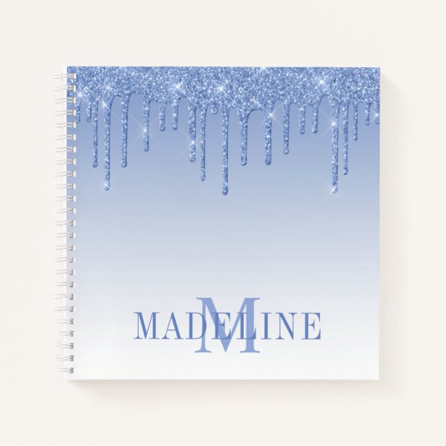 Carnet Monogramme de Parties scintillant bleu Dusty moder (Devant)