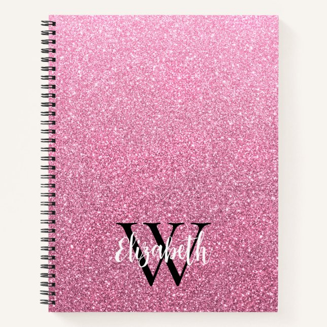 Carnet Monogramme de Parties scintillant Fille Ros (Devant)