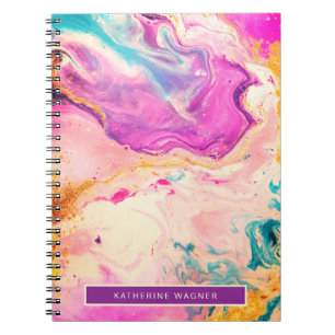 Carnet Monogramme de peinture rose Abstrait