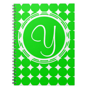 Carnet Monogramme de point de polka vert