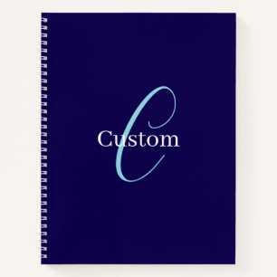 Carnet Monogramme de script curatif modifiable bleu pourp