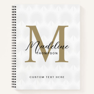 Carnet Monogramme de script de feuille d'Anahaw en or bla