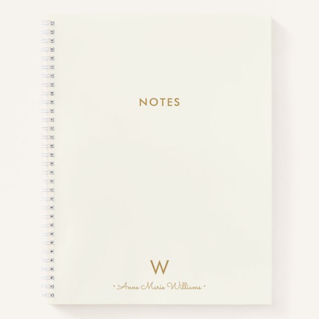 Carnet Monogramme de script d'or ivoire moderne (Devant)