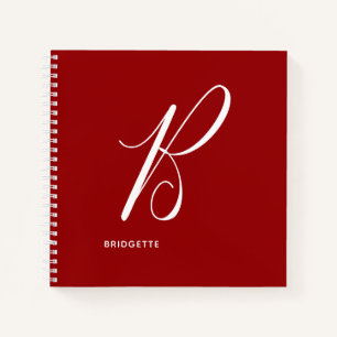 Carnet Monogramme de script moderne Initiale B Rouge