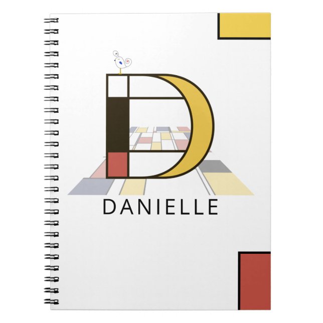 Carnet Monogramme de style néoplastique unique. Lettre D (Devant)