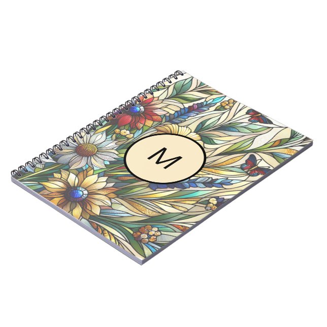 Carnet Monogramme de terrain Fleur sauvage de conception  (Côté gauche)