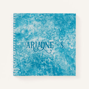 Carnet Monogramme de texture de corail blanc et bleu ciel