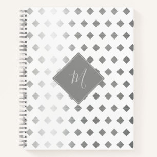 Carnet Monogramme décoratif gris argenté blanc diamant