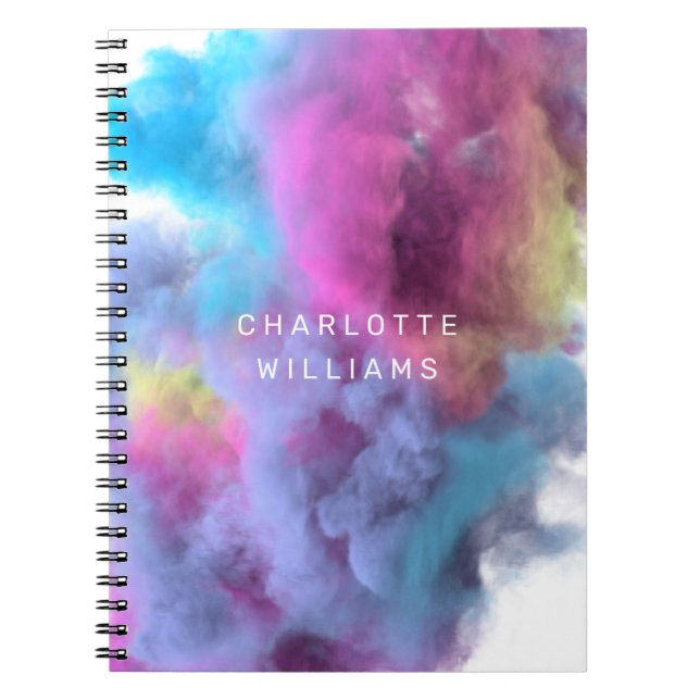 Carnet monogramme d'effet de fumée arc-en-ciel (Devant)