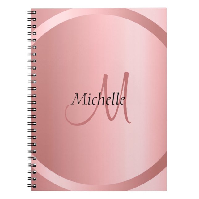 Carnet Monogramme d'élégance or Rose personnalisé (Devant)