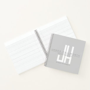Carnet Monogramme d'entreprise moderne   Gris