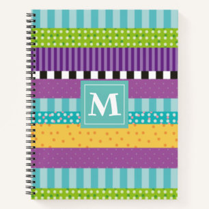 Carnet Monogramme Des Rayures Et Des Points