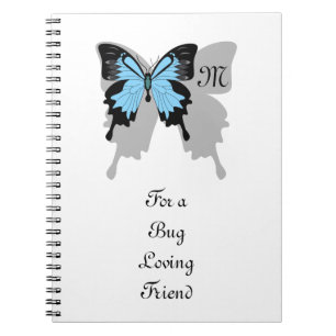 Carnet Monogramme d'ombre à papillon bleu