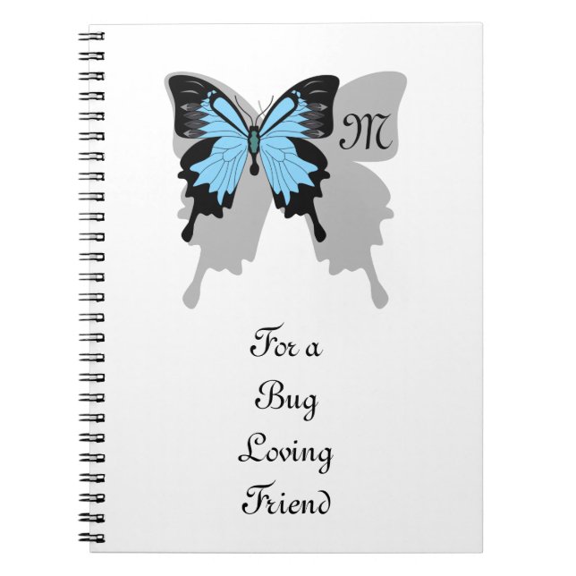 Carnet Monogramme d'ombre à papillon bleu (Devant)