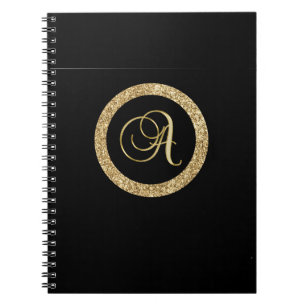 Carnet Monogramme d'or A noir,
