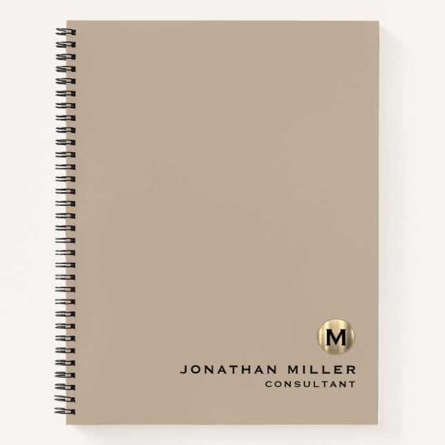Carnet Monogramme d'or beige professionnel (Devant)