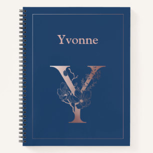 Carnet Monogramme d'or du Rose personnalisé Y initial