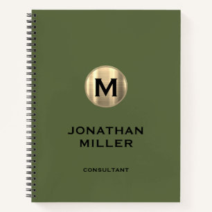 Carnet Monogramme d'or métallique professionnel