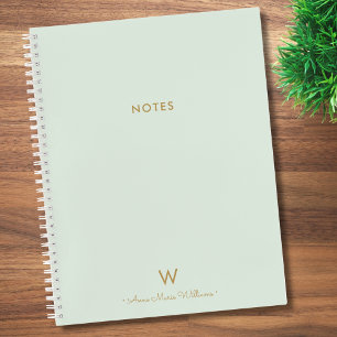 Carnet Monogramme d'or moderne Sage Green